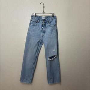Zara Distressed Light Wash Jeans- Straight leg-Size 6